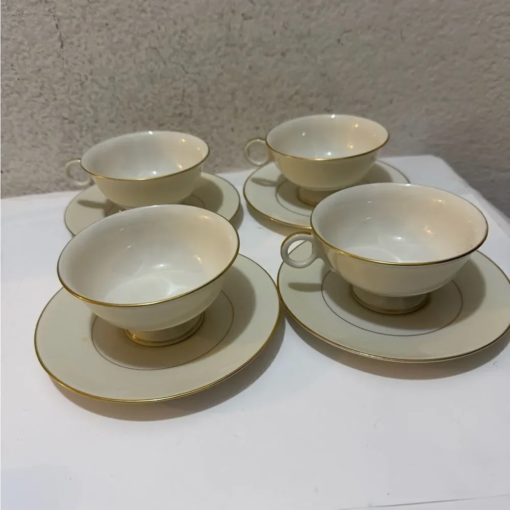 Set of 4 Theodore Havilland Gramercy Tea Cup & Saucer